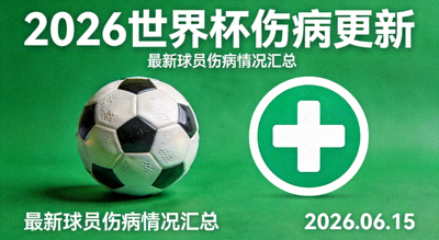 2026世界杯伤病更新新闻配图，绿色背景搭配足球和医疗十字图标